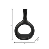 Cer, 9" Curved Open Cut Out Vase, Black