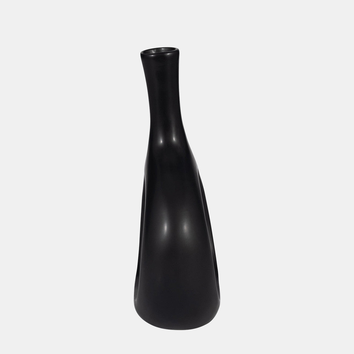 Cer, 9" Curved Open Cut Out Vase, Black