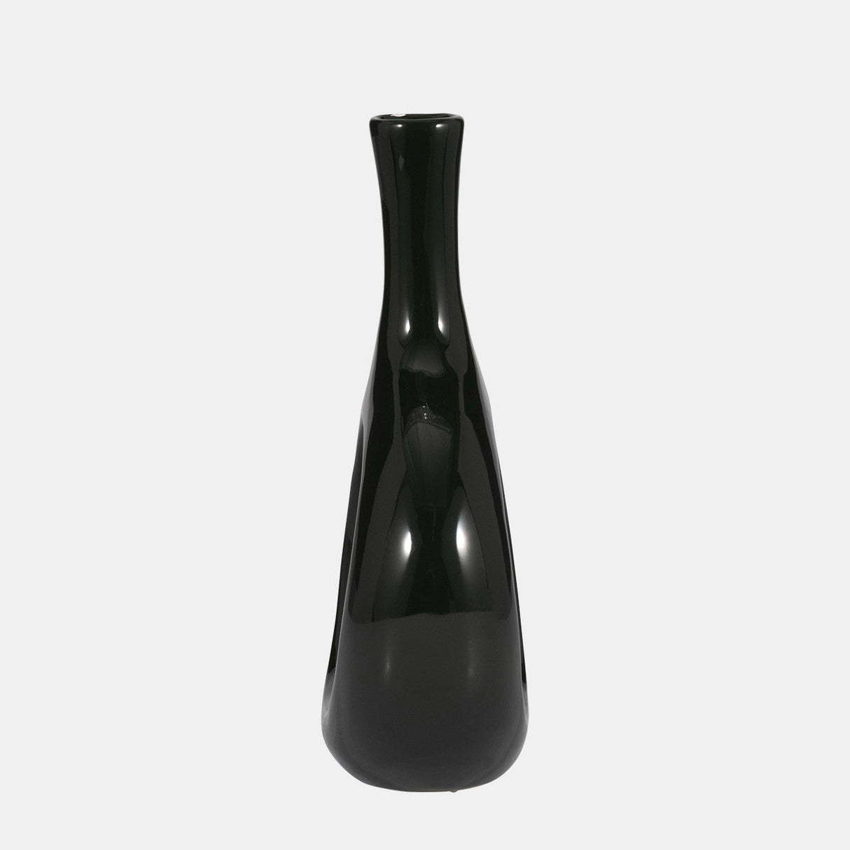 Cer, 9" Curved Open Cut Out Vase, Green