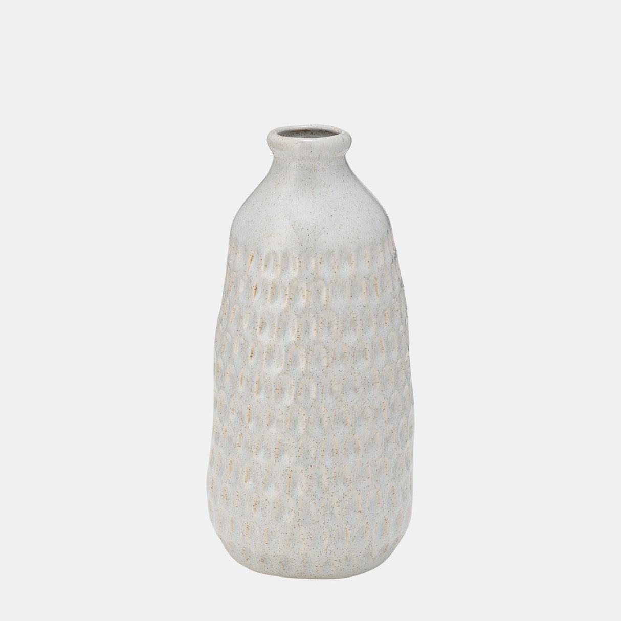 Cer, 9" Dimpled Vase, Oatmeal