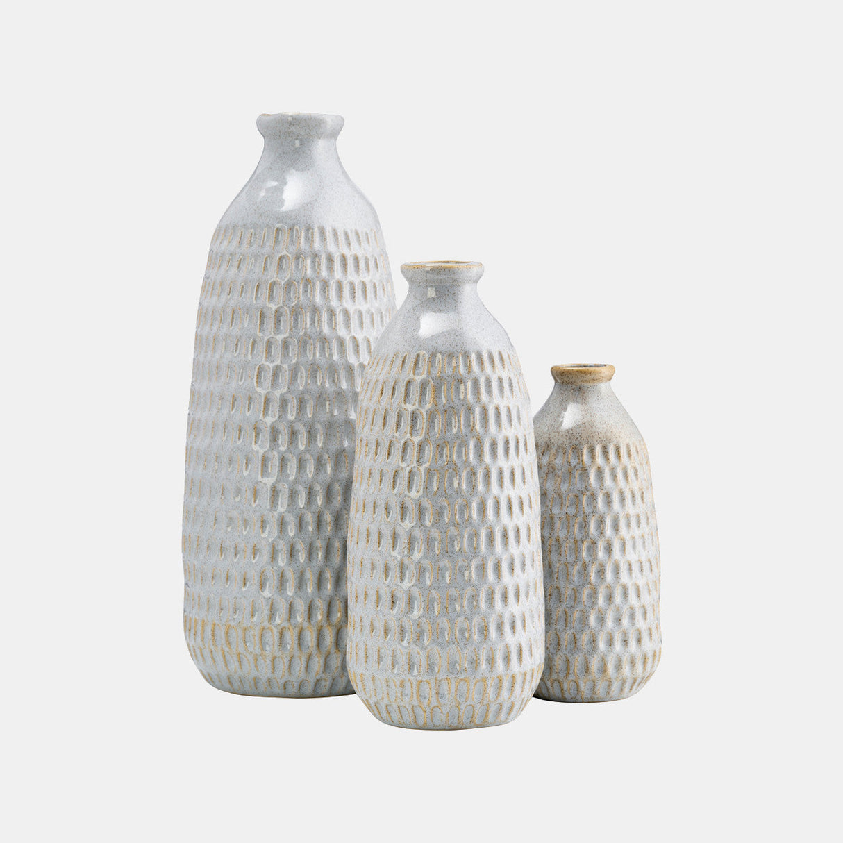 Cer, 9" Dimpled Vase, Oatmeal