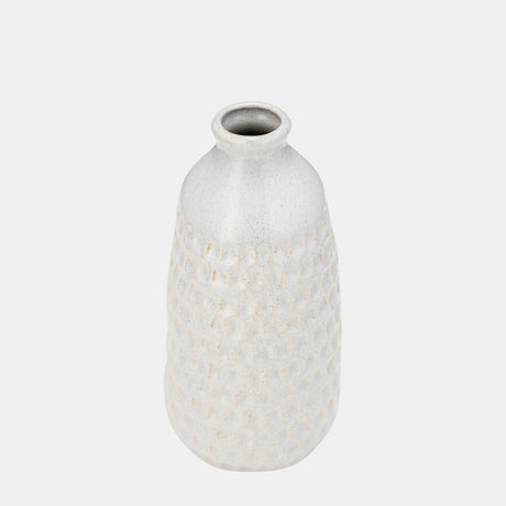 Cer, 9" Dimpled Vase, Oatmeal