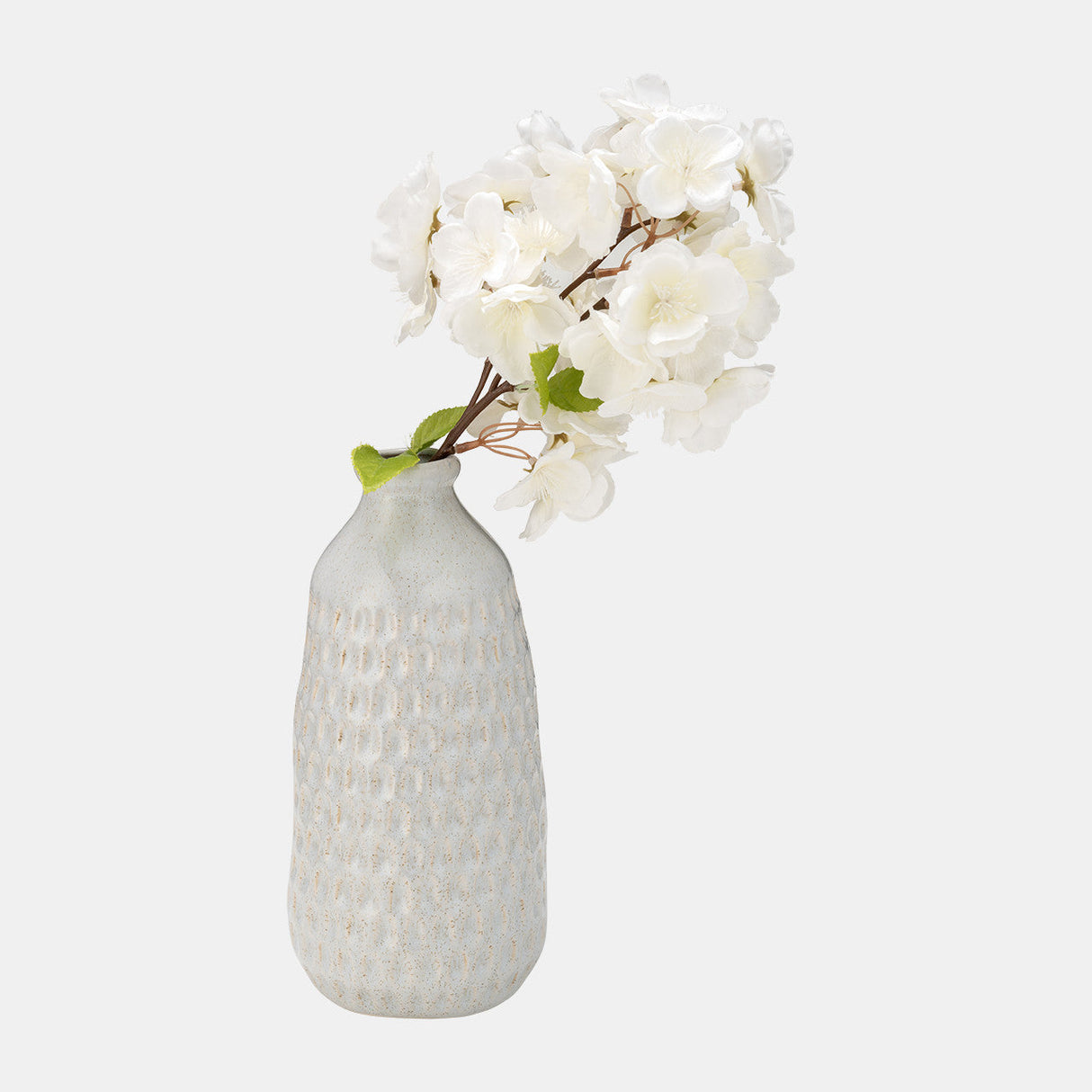 Cer, 9" Dimpled Vase, Oatmeal