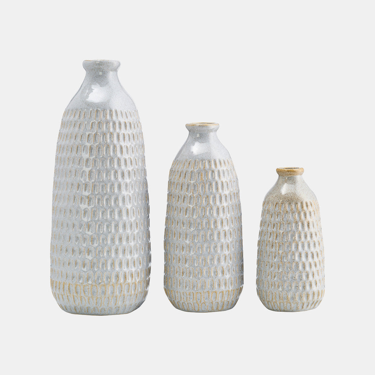 Cer, 9" Dimpled Vase, Oatmeal