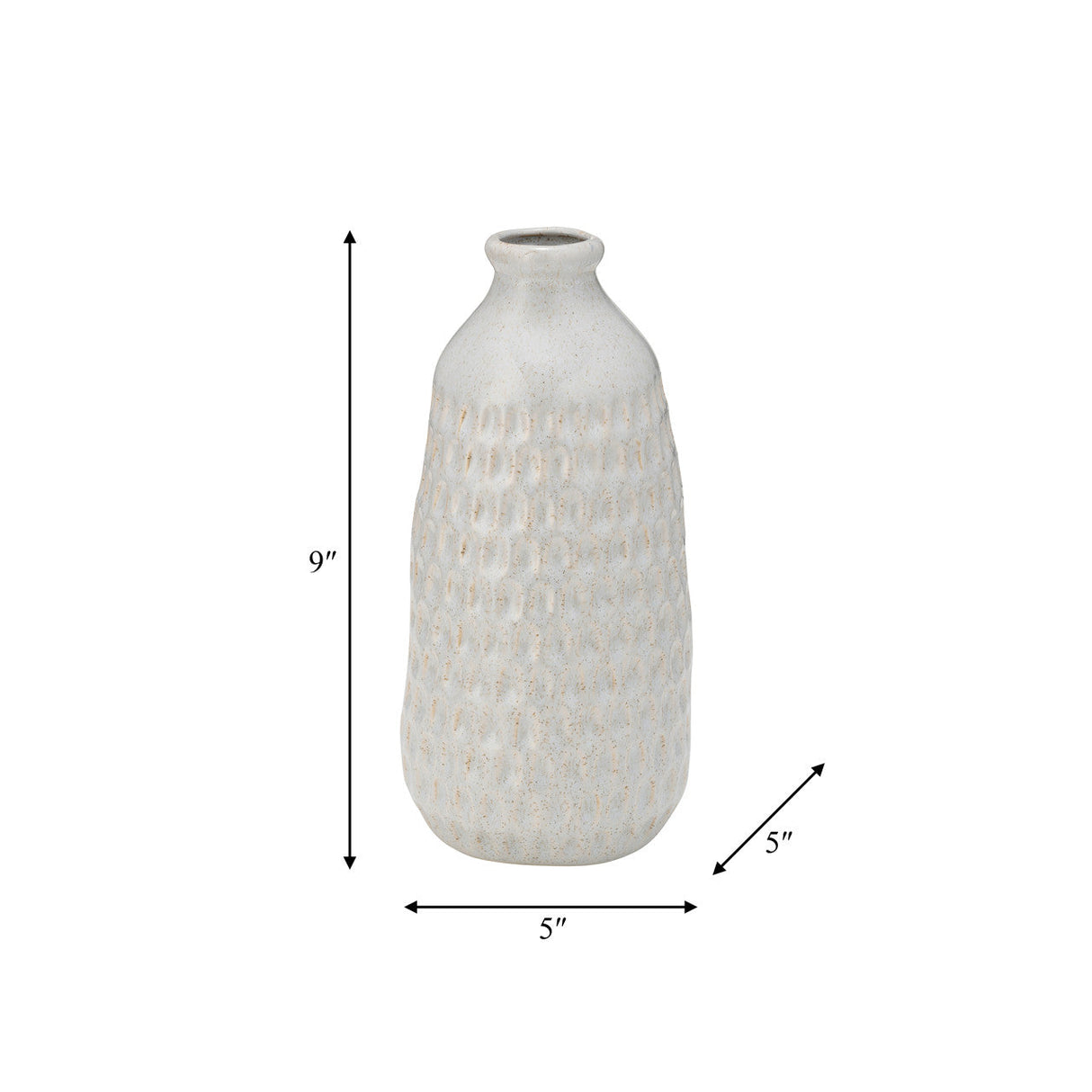 Cer, 9" Dimpled Vase, Oatmeal