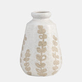 Cer, 9"h Botanical Vase, Ivory