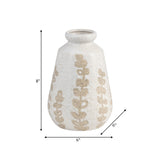 Cer, 9"h Botanical Vase, Ivory