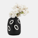 Cer, 9"h Funky Bubble Flower Vase, Black/white