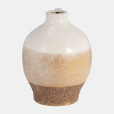 Cer, 9" Jug Vase, White/tan