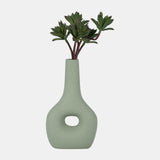 Cer, 9" Open Cut-out Nomad Vase, Dark Sage