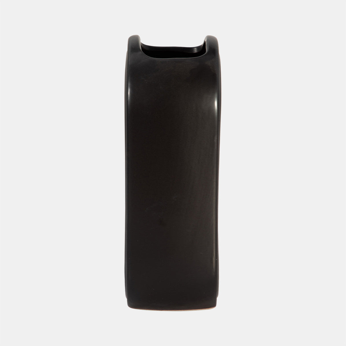 Cer, 9" Oval Ridged Vase, Black