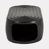 Cer, 9" Oval Ridged Vase, Black