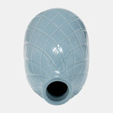 Cer, 9" Plaid Textured Vase, Cameo Blue