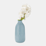 Cer, 9" Plaid Textured Vase, Cameo Blue