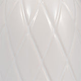 Cer, 9" Plaid Textured Vase, White