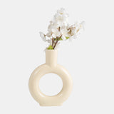 Cer, 9" Round Cut-out Vase, Cotton