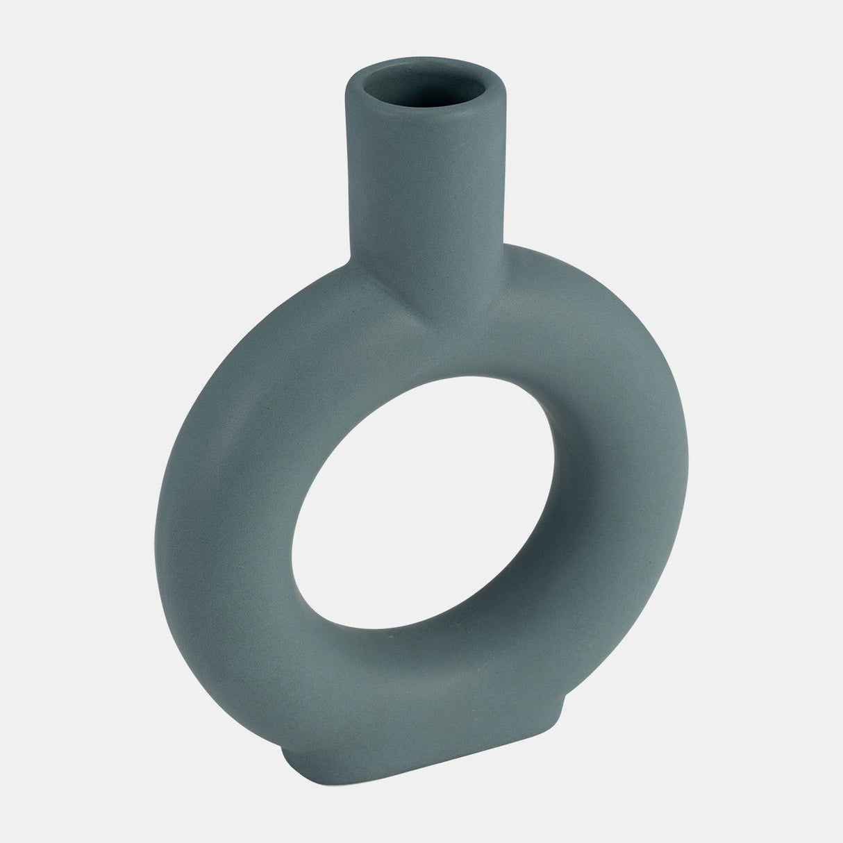 Cer, 9" Round Cut-out Vase, Deep Teal