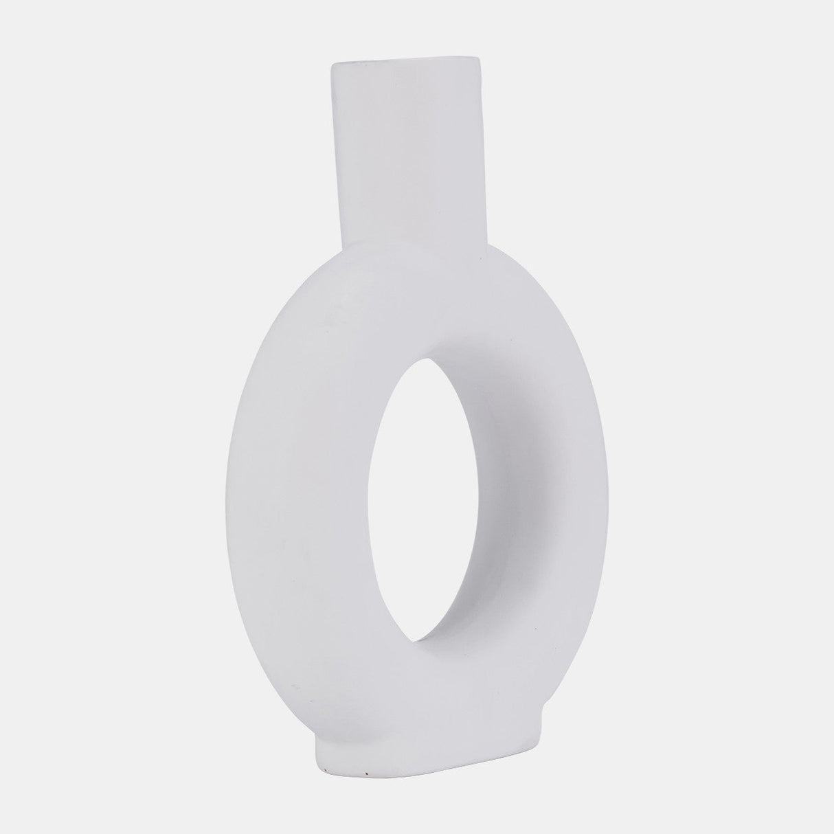 Cer, 9" Round Cut-out Vase, White