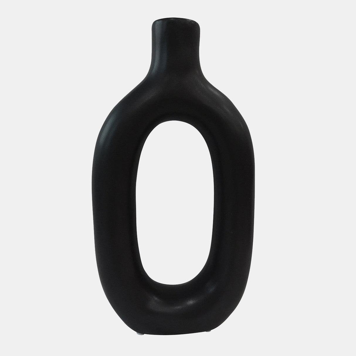 Cer, 9" Textured Cut-out Vase, Black