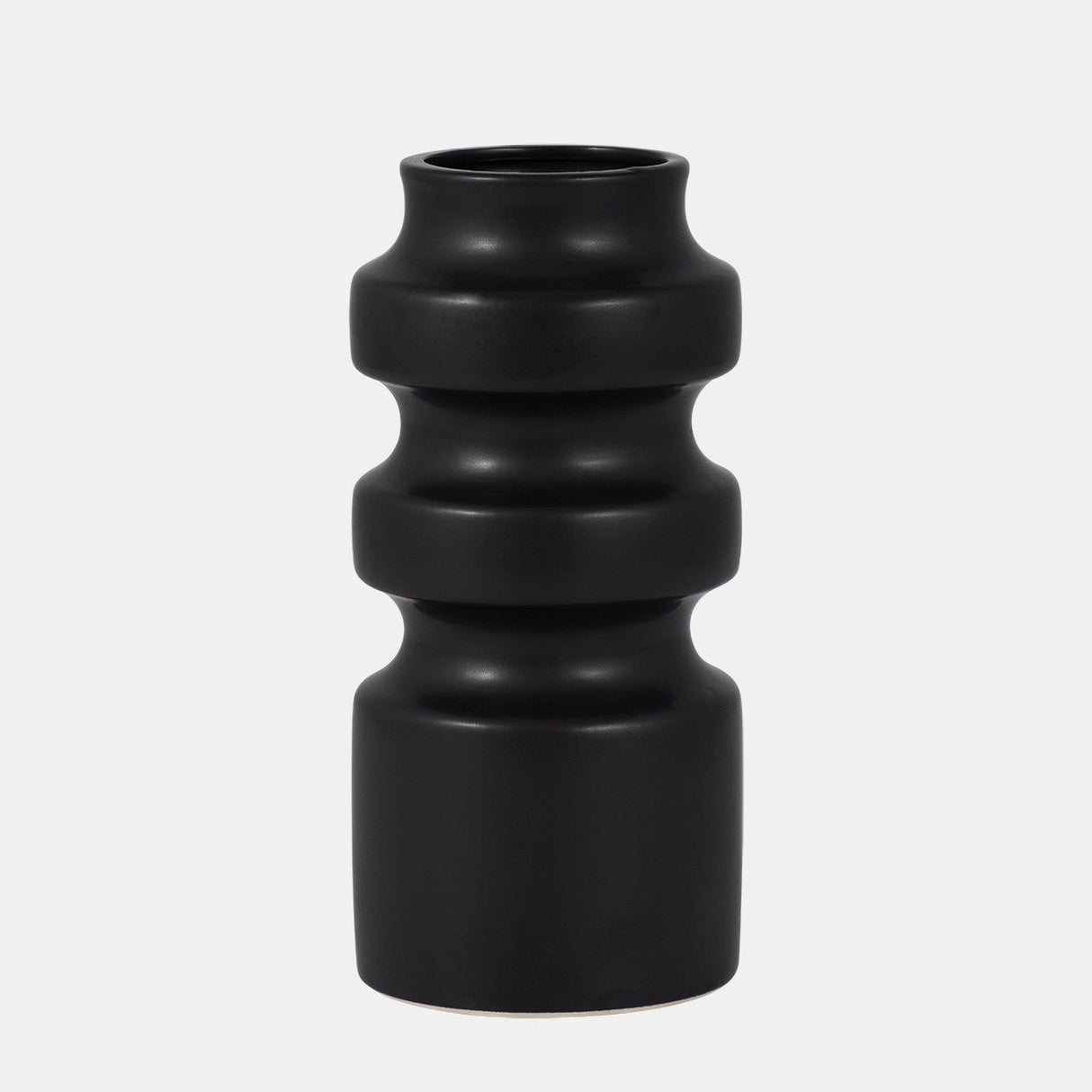 Cer, 9" Tiered Vase, Black