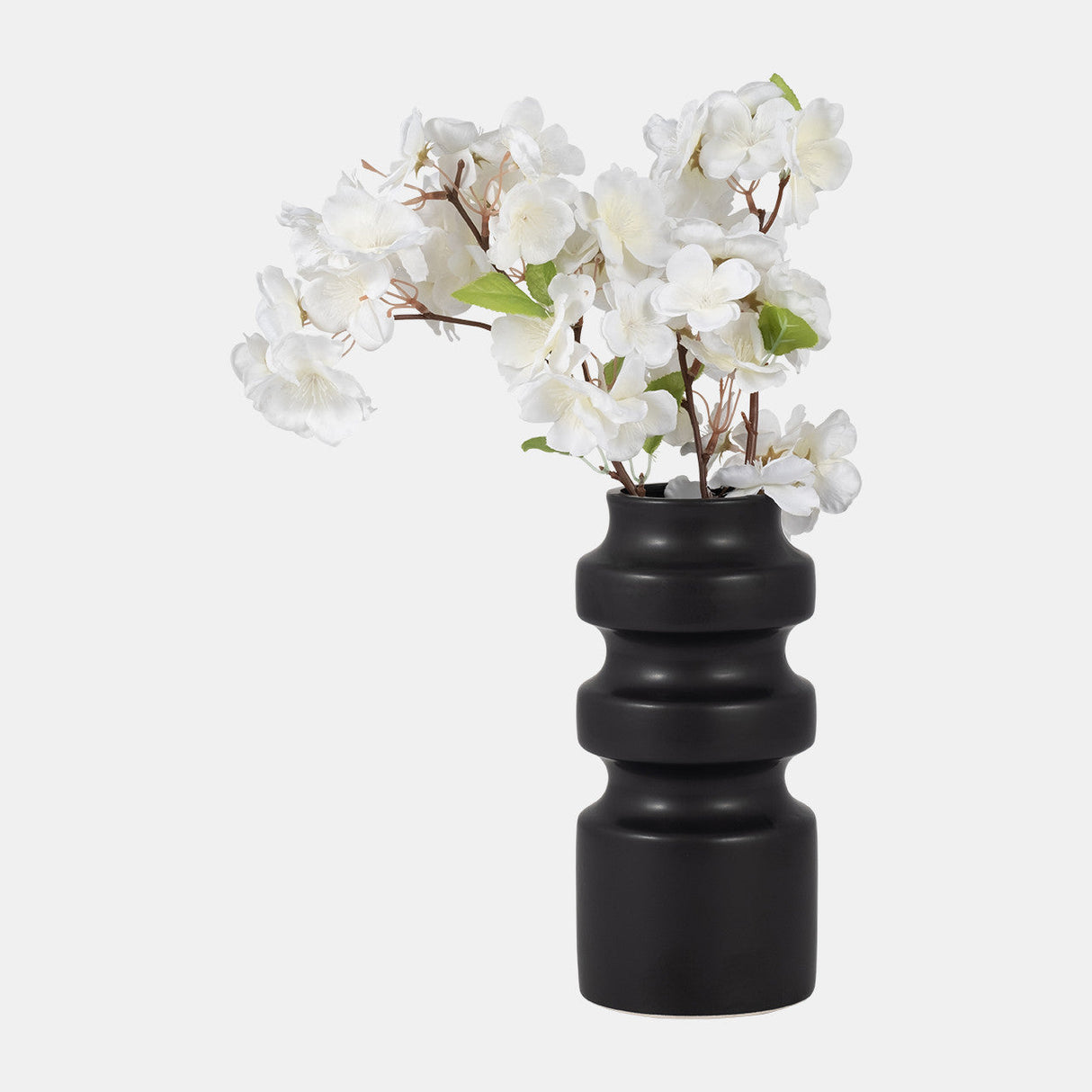 Cer, 9" Tiered Vase, Black