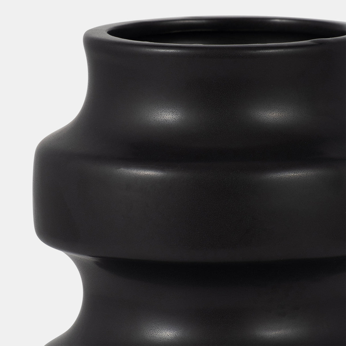 Cer, 9" Tiered Vase, Black