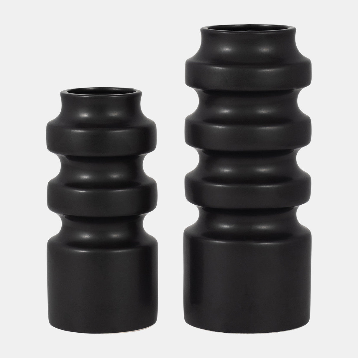 Cer, 9" Tiered Vase, Black