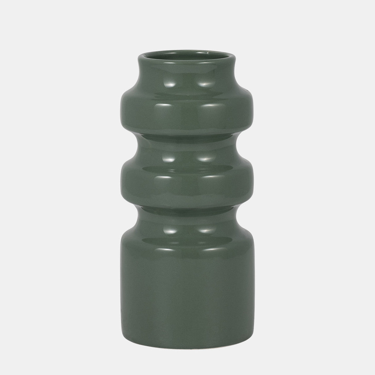 Cer, 9" Tiered Vase, Dark Sage