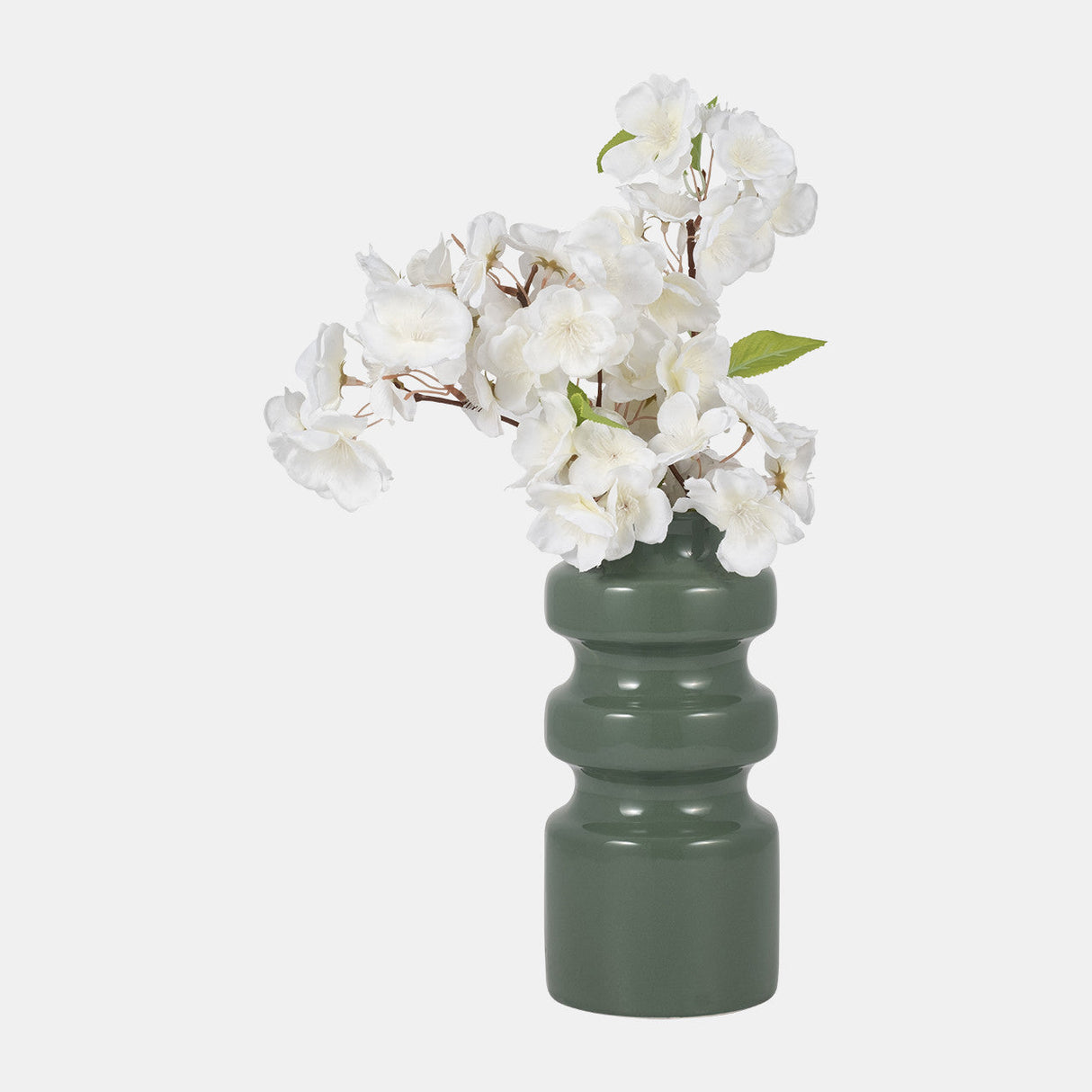 Cer, 9" Tiered Vase, Dark Sage