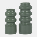 Cer, 9" Tiered Vase, Dark Sage