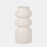 Cer, 9" Tiered Vase, White