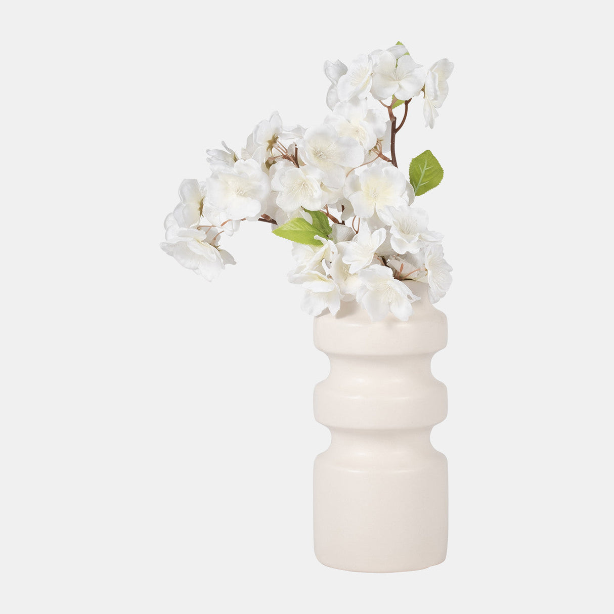 Cer, 9" Tiered Vase, White