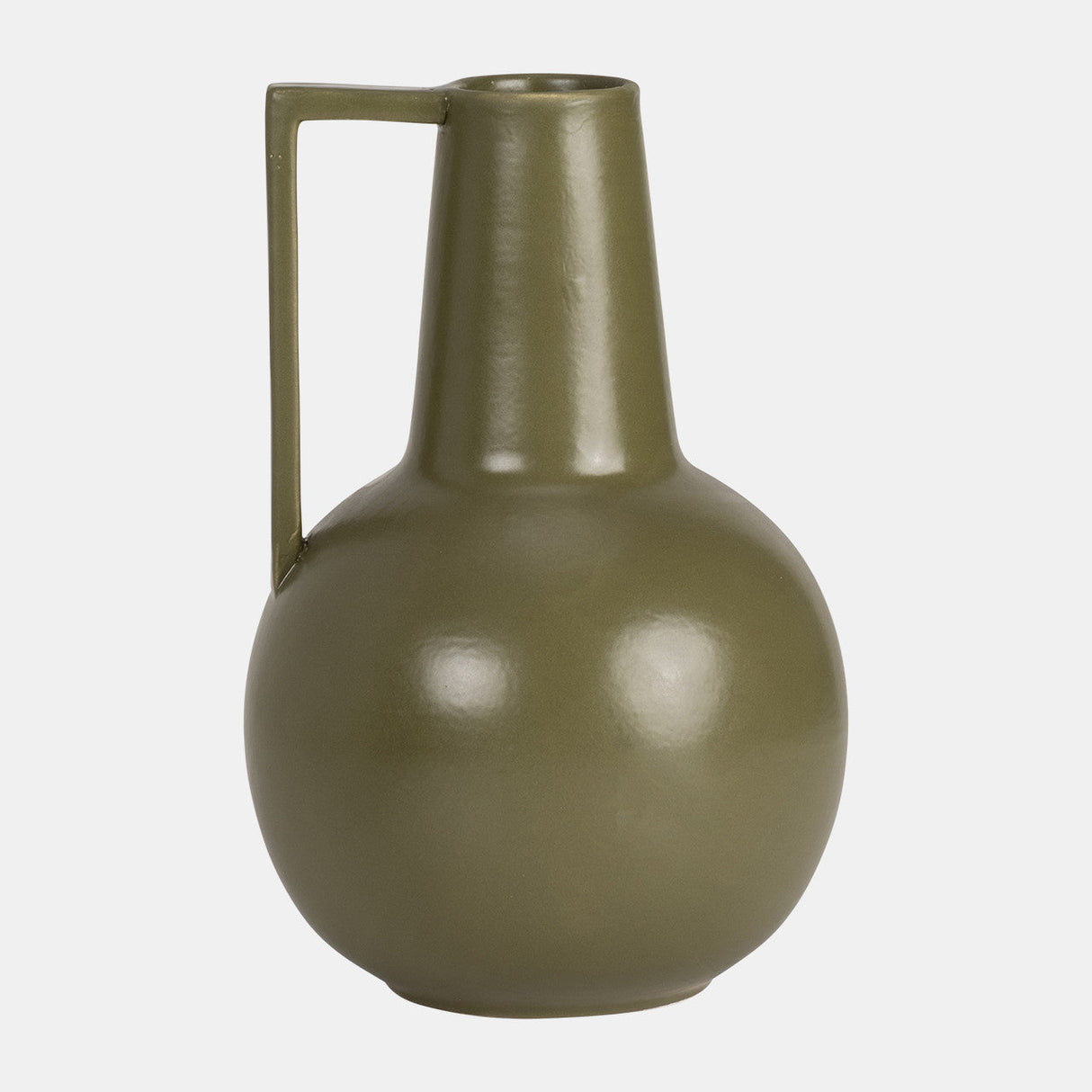 Cer,9",vase,olive