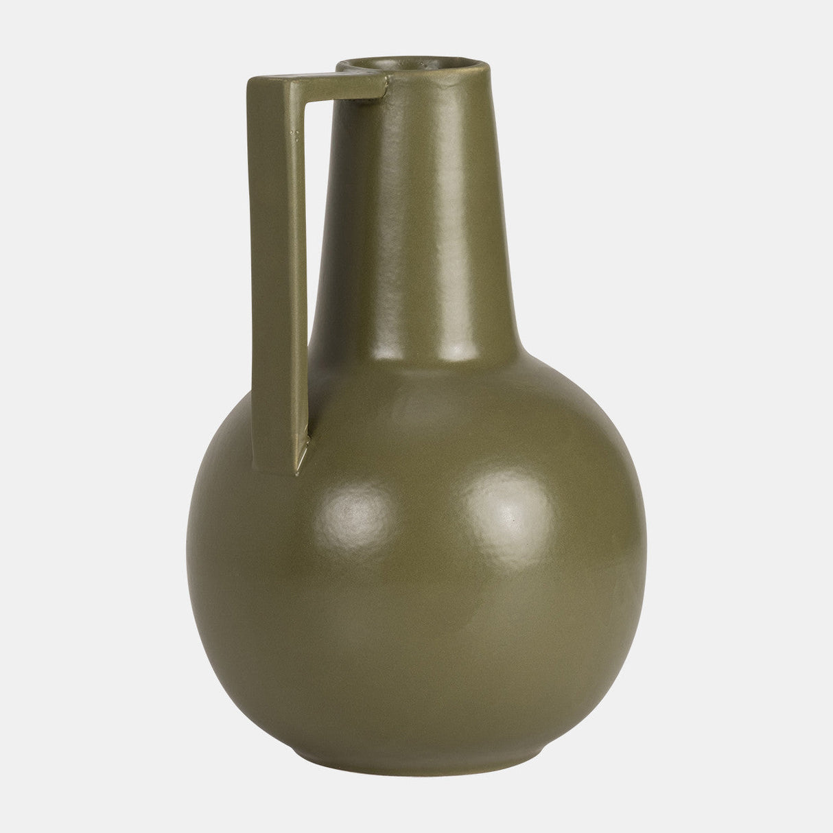 Cer,9",vase,olive