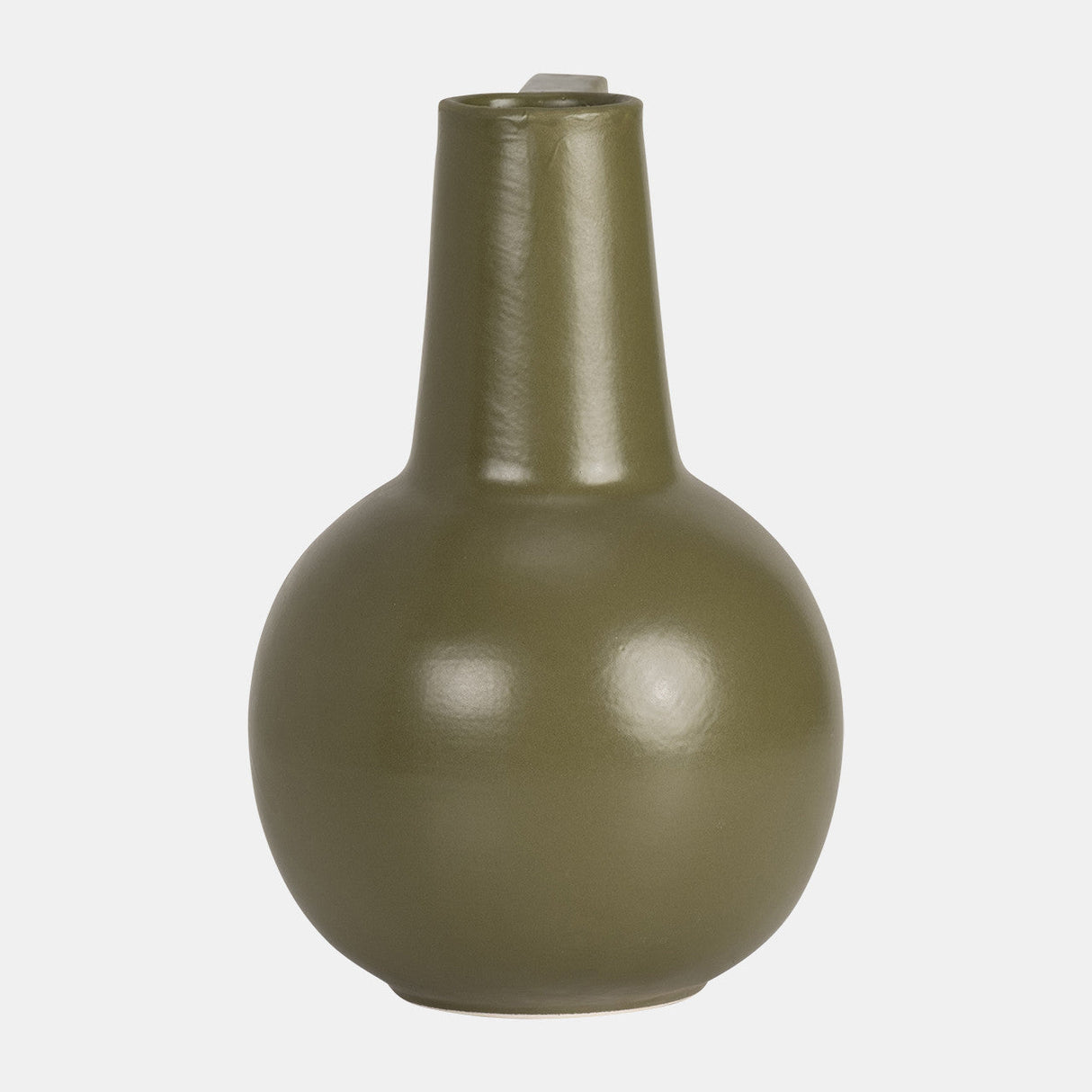 Cer,9",vase,olive