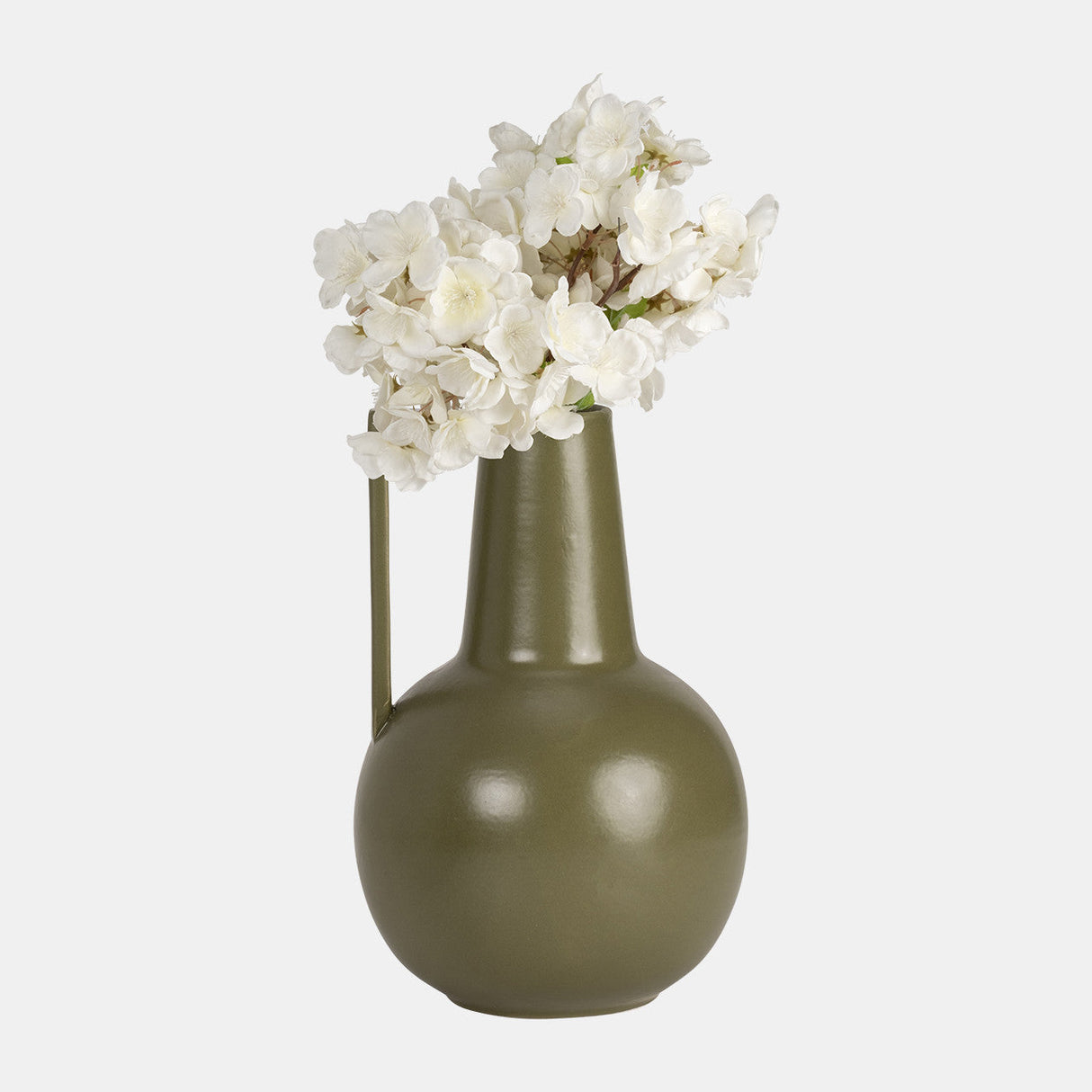 Cer,9",vase,olive