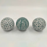 Cer, Boxed 4" 3/a Painted Orbs, Green