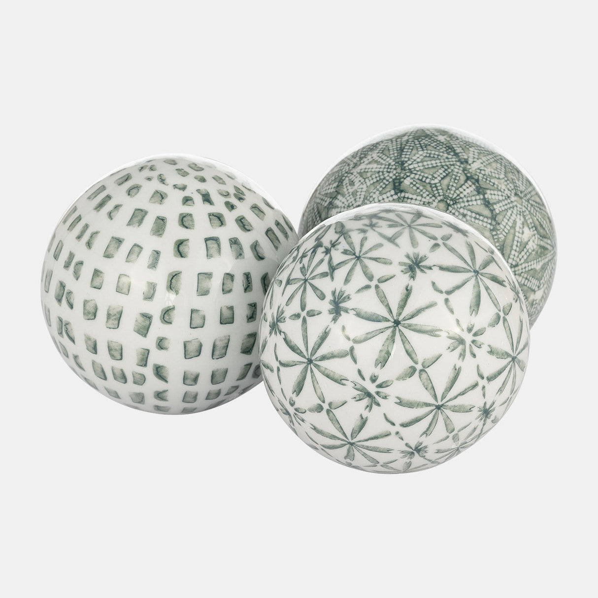 Cer, Boxed 4" 3/a Painted Orbs, Green