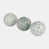 Cer, Boxed 4" 3/a Painted Orbs, Green