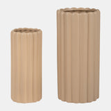 Cer, S/2 10/13?h Ribbed Vases, Irish Cream