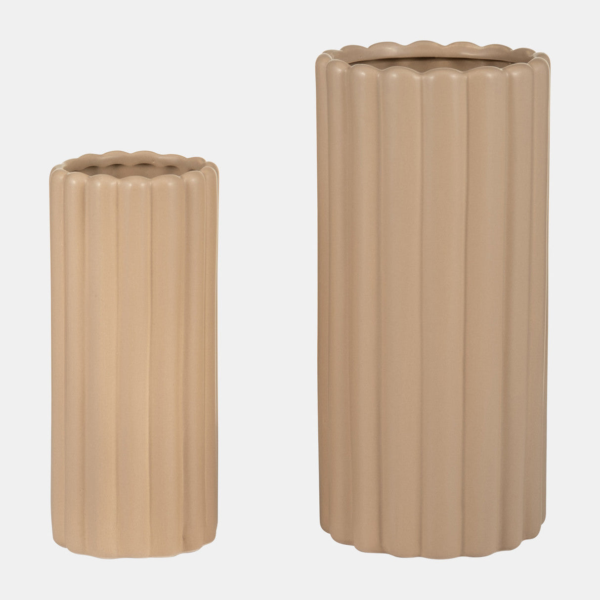 Cer, S/2 10/13?h Ribbed Vases, Irish Cream