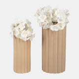 Cer, S/2 10/13?h Ribbed Vases, Irish Cream