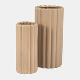 Cer, S/2 10/13?h Ribbed Vases, Irish Cream