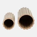 Cer, S/2 10/13?h Ribbed Vases, Irish Cream