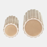 Cer, S/2 10/13?h Ribbed Vases, Irish Cream