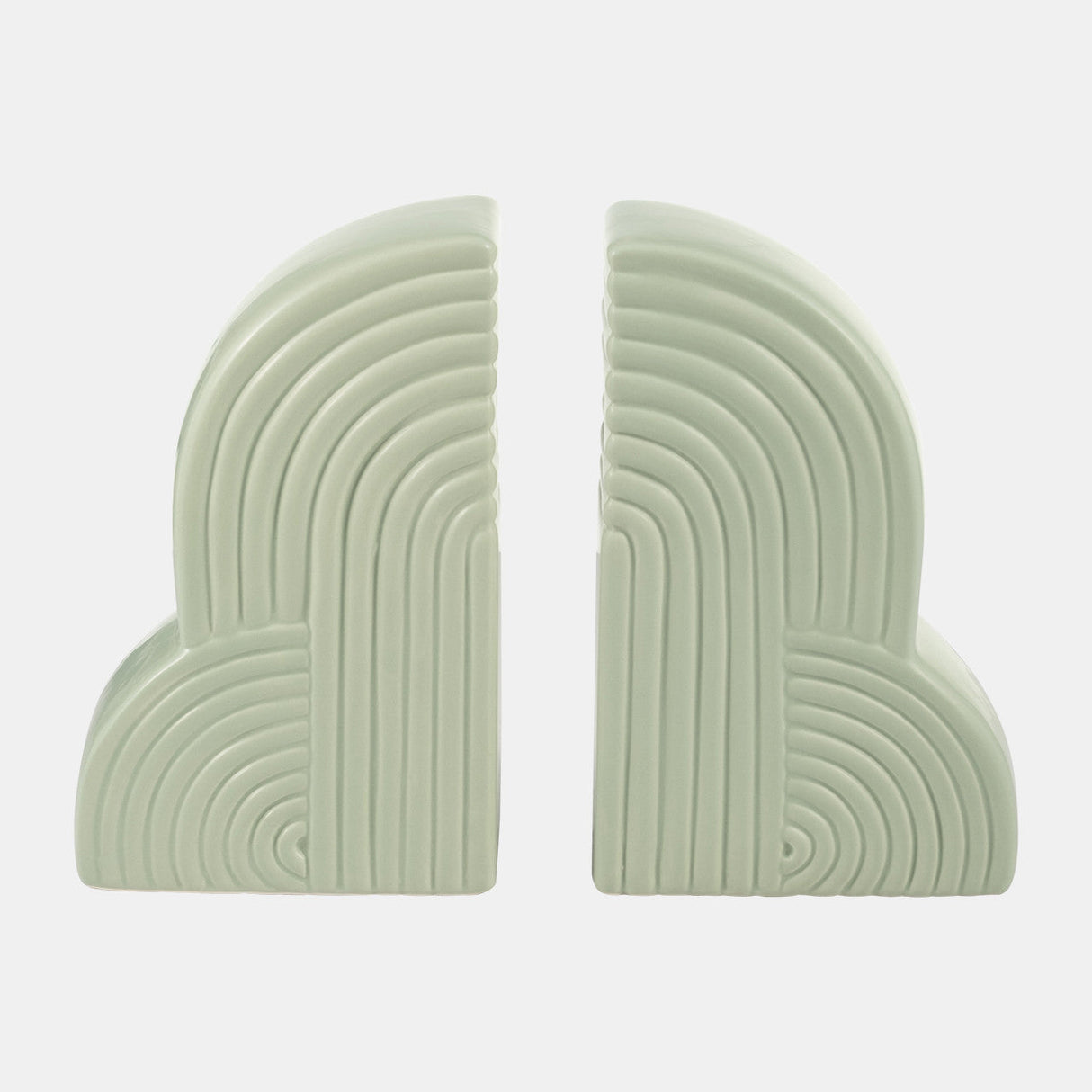 Cer, S/2 13x10" Arches Bookends, Cucumber