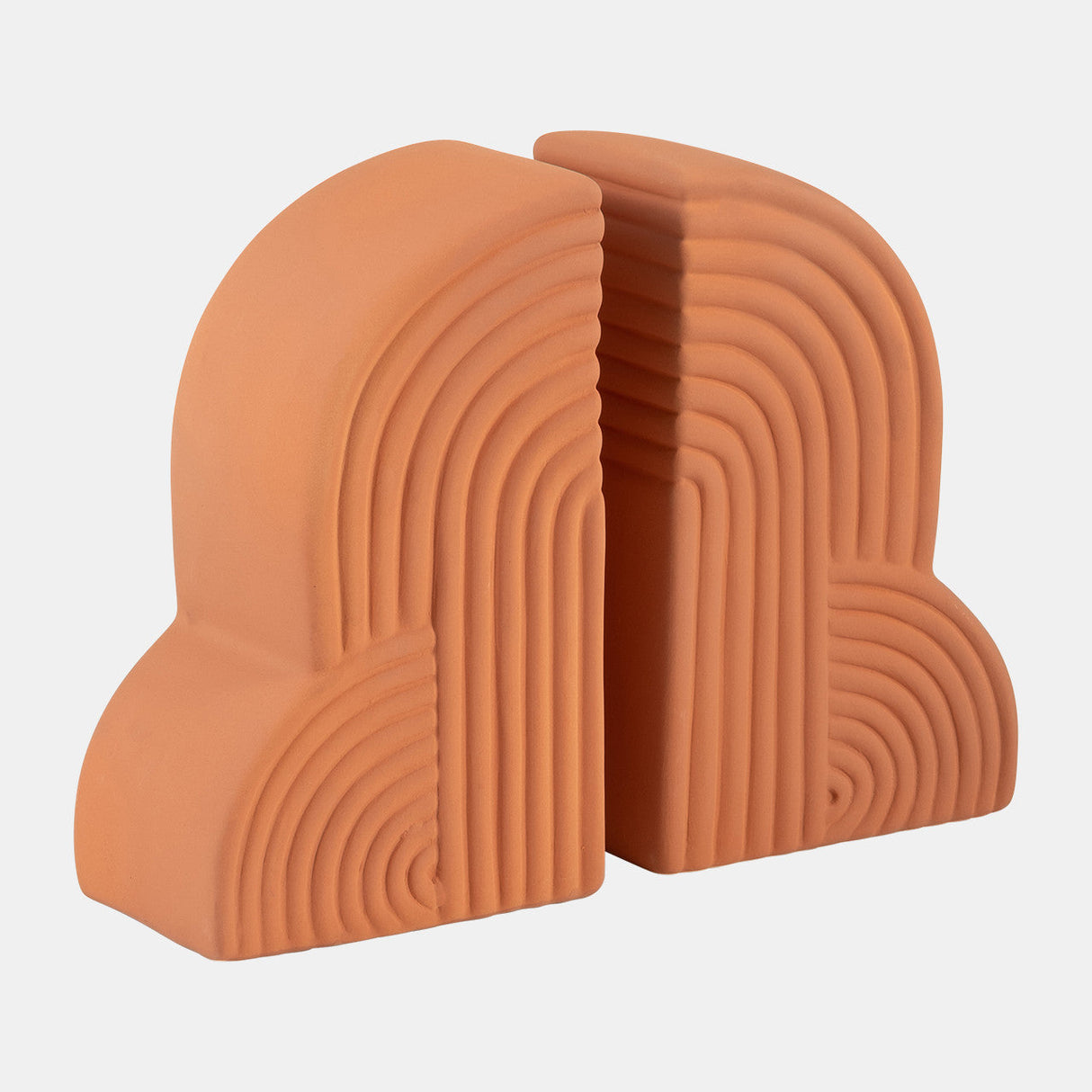 Cer, S/2 13x10" Arches Bookends, Terracotta