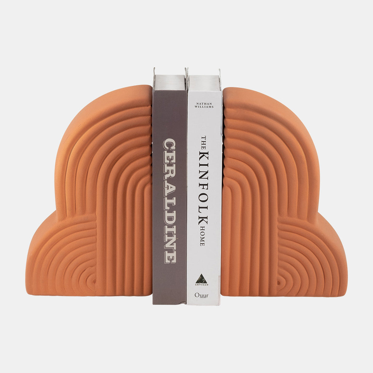 Cer, S/2 13x10" Arches Bookends, Terracotta