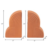 Cer, S/2 13x10" Arches Bookends, Terracotta