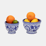 Cer, S/2 5/7" Bowl Chinoiserie Planters, Blue/wht